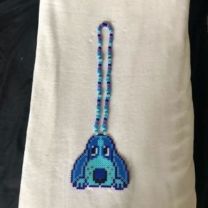 Puppy Dog Pendant Necklace – Blue Pup Beaded Fun Necklace (One Size)